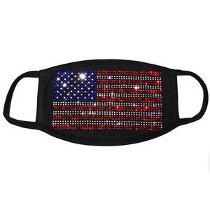 American Flag Sparkly Rhinestone Face Mask
